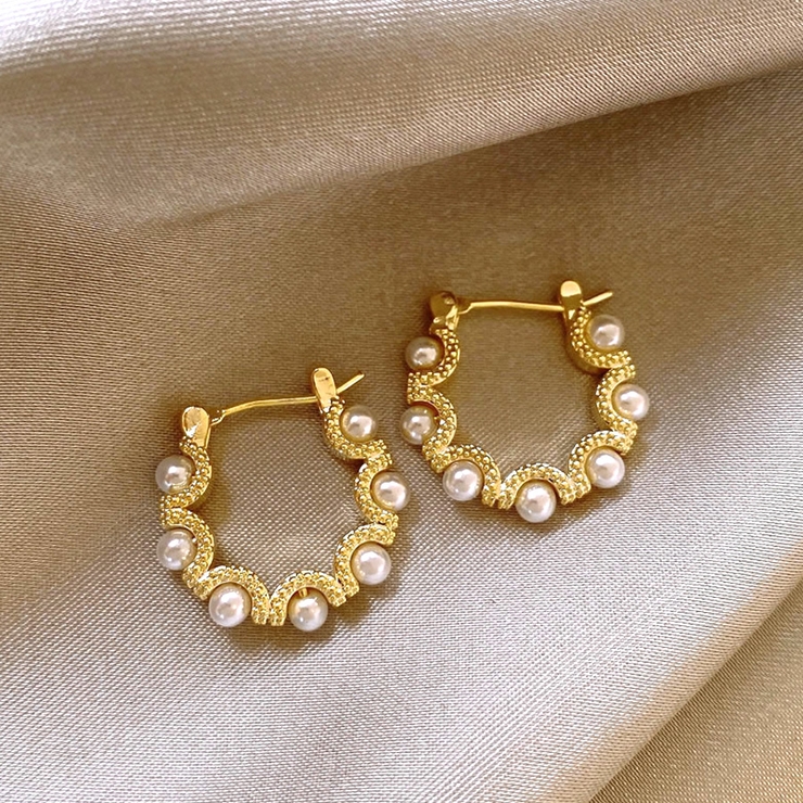 フープピアス リングピアス パール[品番：JRKW0005207