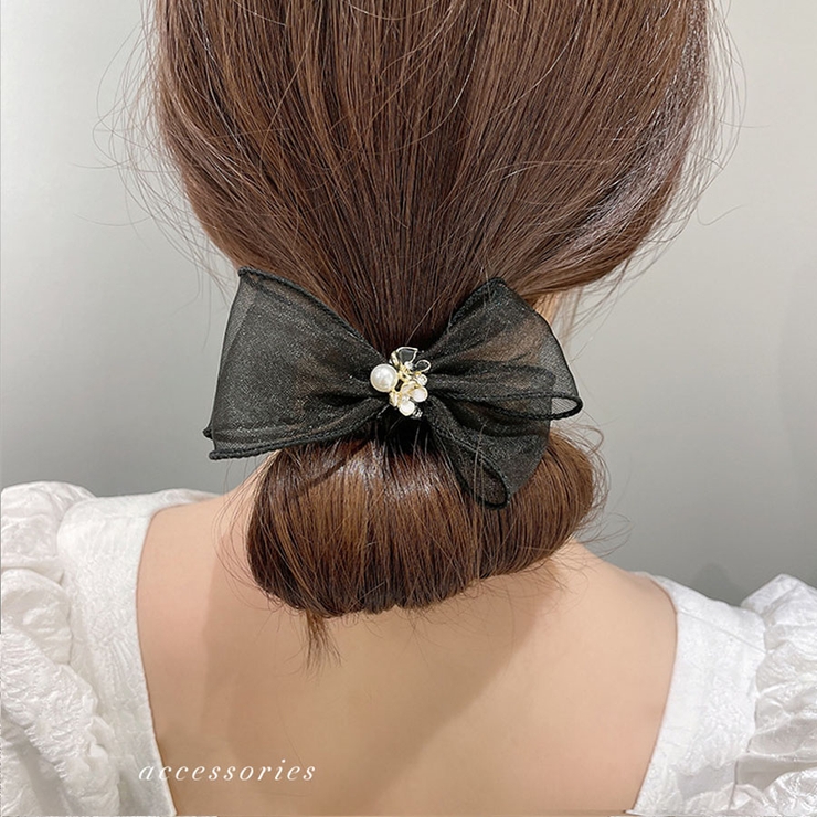 ブラック | お団子ヘア 蝶結び ヘアアレンジ | shoppinggo