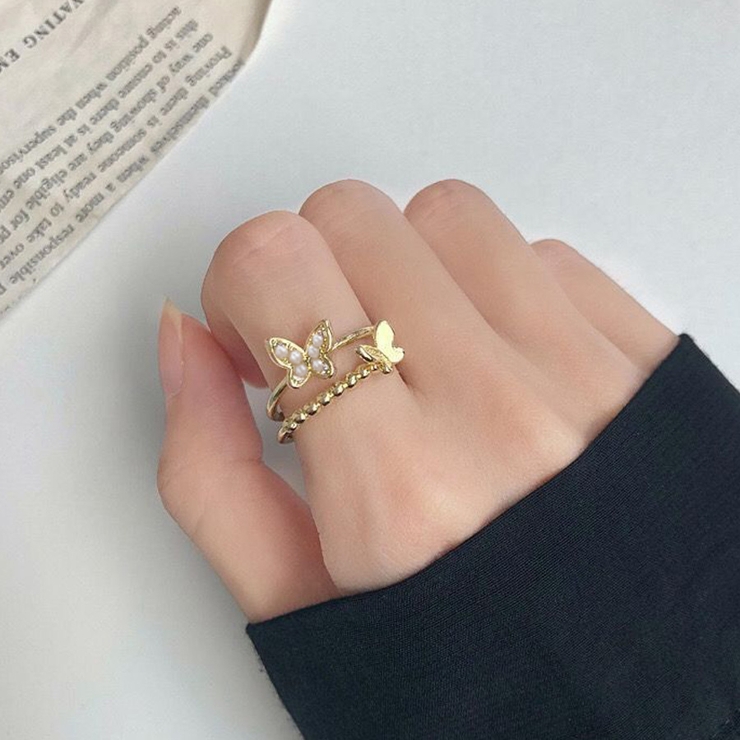 ゴールド | 指輪 蝶々デザイン オープンリング | shoppinggo