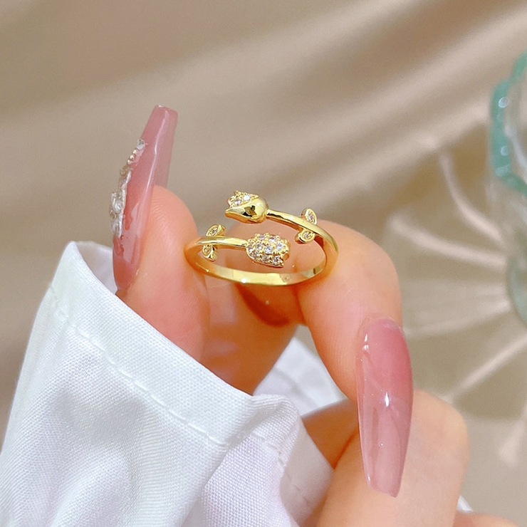 指輪 花デザイン オープンリング[品番:JRKW0005367 指輪 花デザイン オープンリング[品番:JRKW0005367