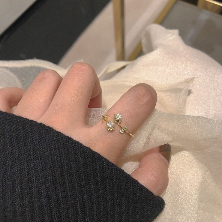 指輪 花デザイン オープンリング[品番:JRKW0005367 指輪 花デザイン オープンリング[品番:JRKW0005367