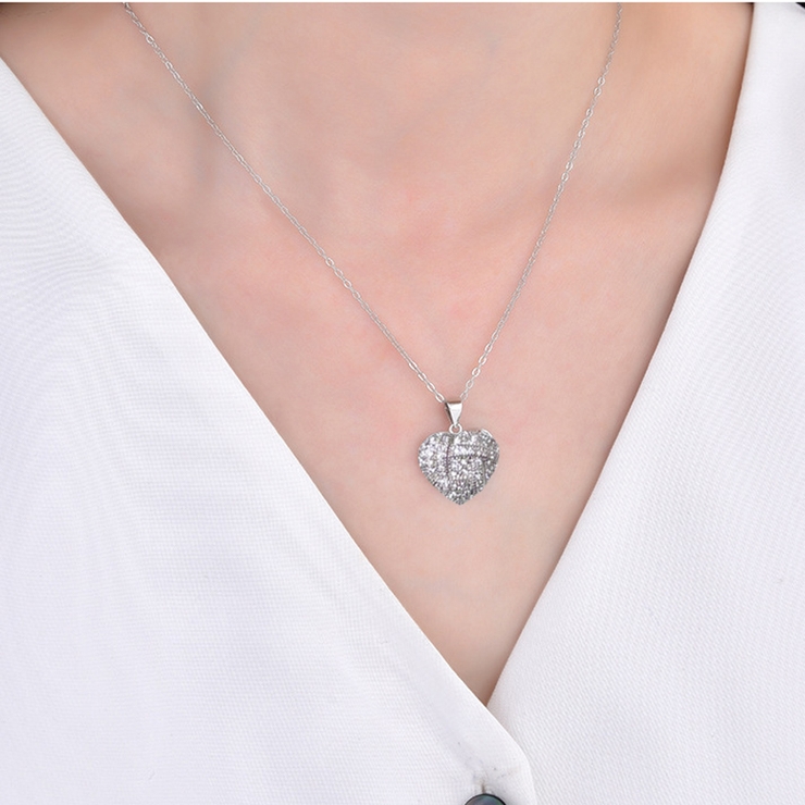 シルバー | ハート ネックレス オープンハート シルバーネックレス アクセサリー 結婚式 | shoppinggo