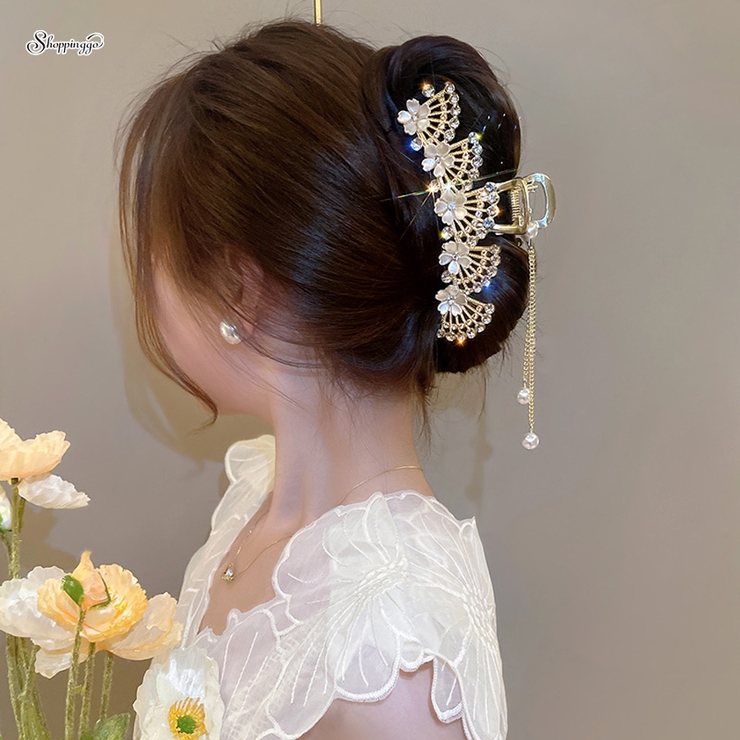 ヘアクリップ はなバレッタ ゆらゆらチェーン付き | shoppinggo | 詳細画像1 