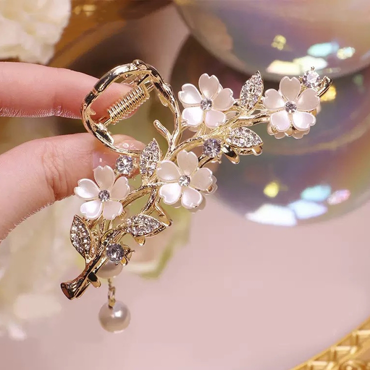 ゴールド | ヘアクリップ はな ゆらゆらチェーン付き | shoppinggo