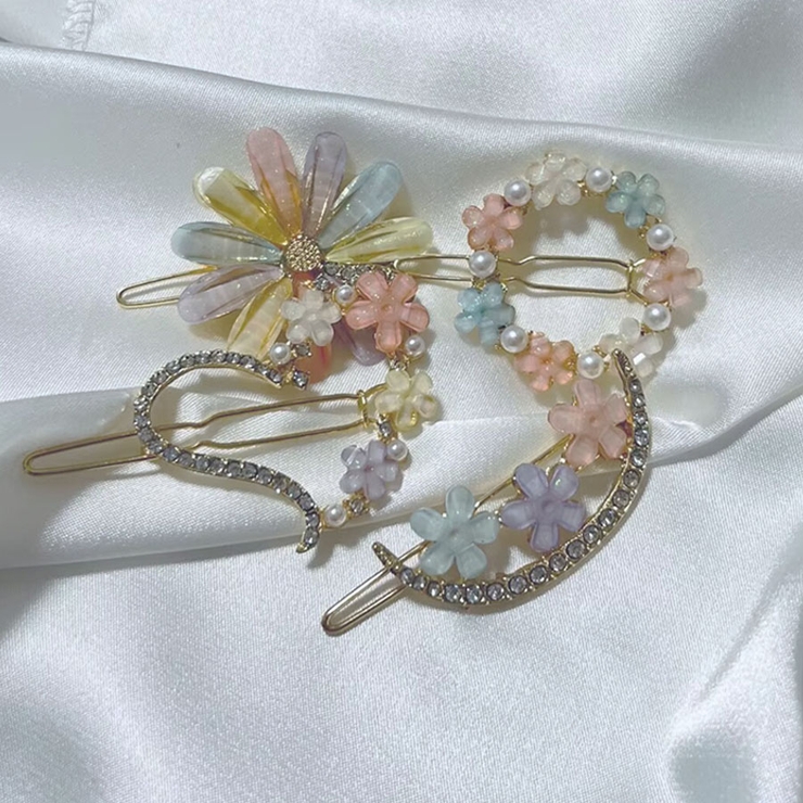 ヘアピン4点セット パール ヘアクリップ[品番:JRKW0004036