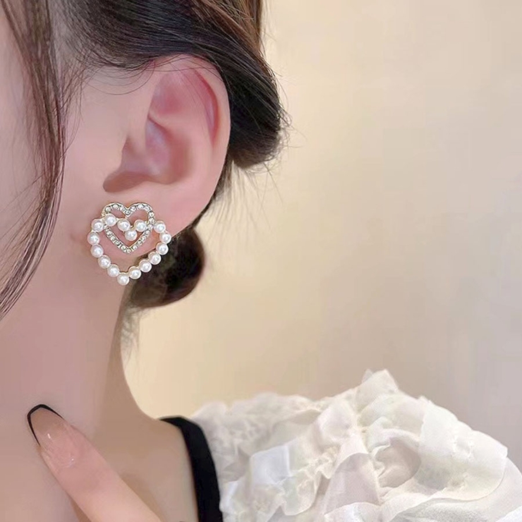 ピアス パール レディース ハート 可愛い 人気アクセサリー[品番