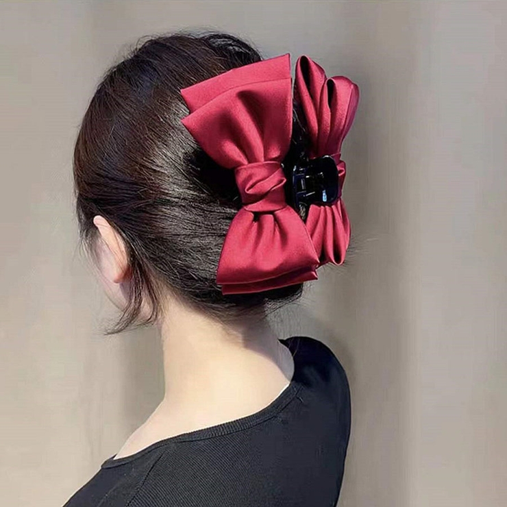 ワインレッド | ヘアアクセサリー リポン ヘア爪 クランプ かわいい オシャレ 髪飾り | shoppinggo