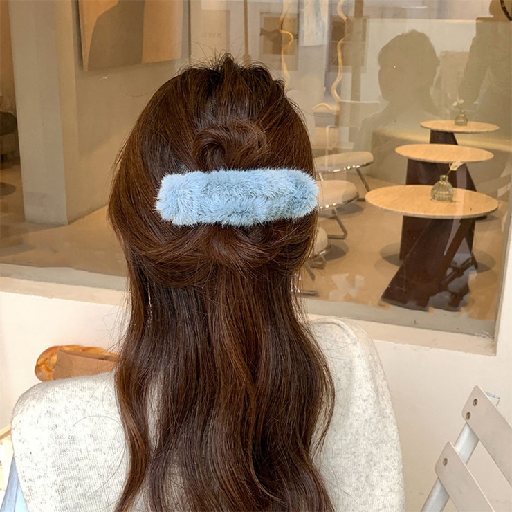 ブルー | もこもこヘアピン 大きめ  ヘアクリップ | shoppinggo