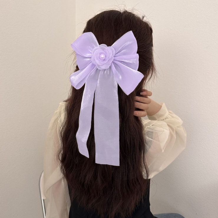 リボンバレッタ パープル ヘアアクセサリー 紫 髪留め ヘアクリップ