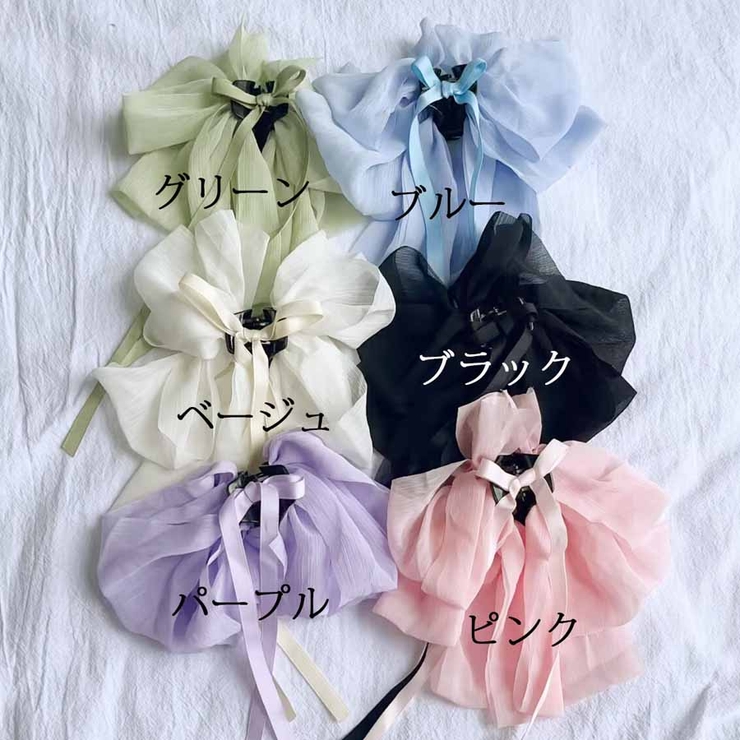リボンバレッタ ヘアアクセ ダブル[品番：JRKW0004321