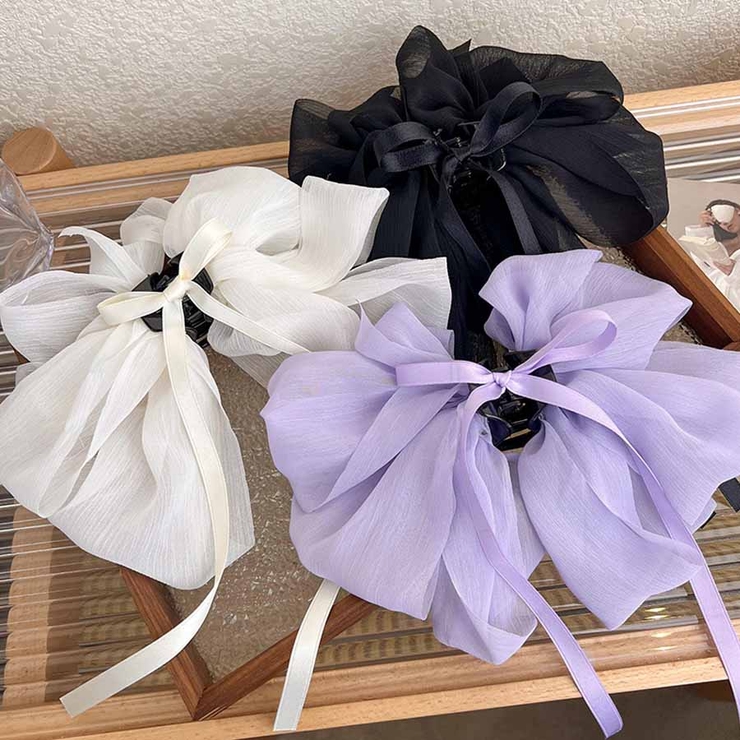 リボンバレッタ ヘアアクセ ダブル[品番：JRKW0004321