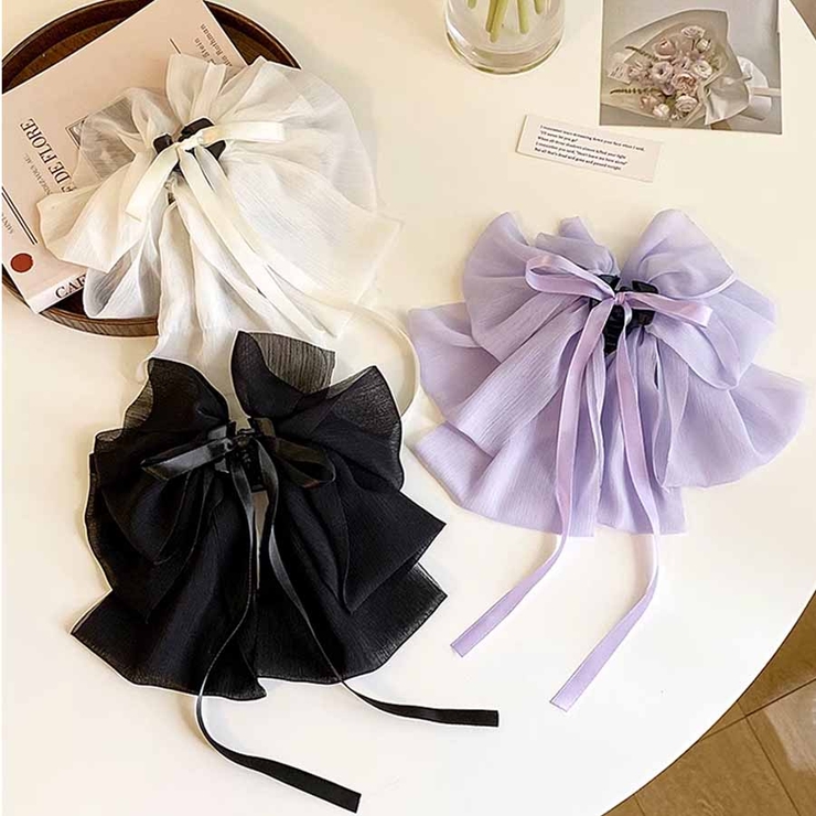 リボンバレッタ ヘアアクセ ダブル[品番：JRKW0004321