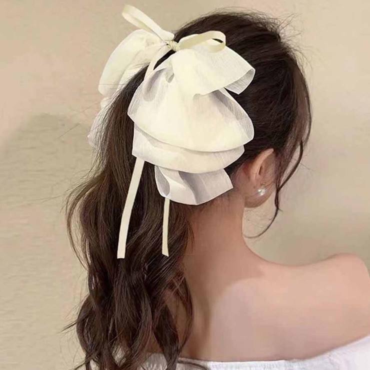 リボンバレッタ ヘアアクセ ダブル[品番：JRKW0004321