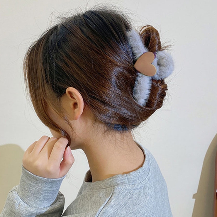 グレー | クリップ もこもこ ハート | shoppinggo