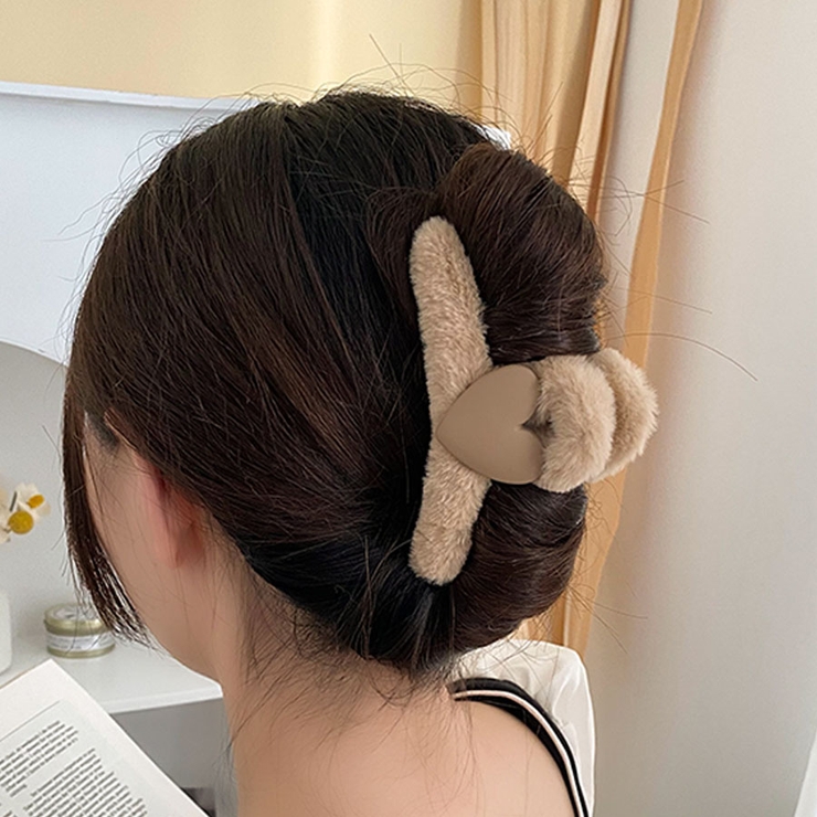 キャメル | クリップ もこもこ ハート | shoppinggo