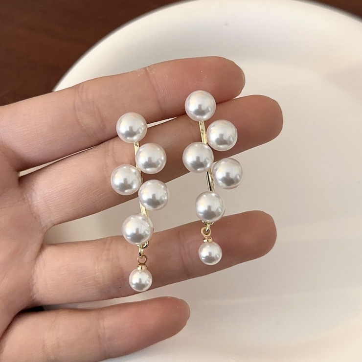 p275c【揺れる✧】極小パールリングピアス シルバー 上品 結婚式