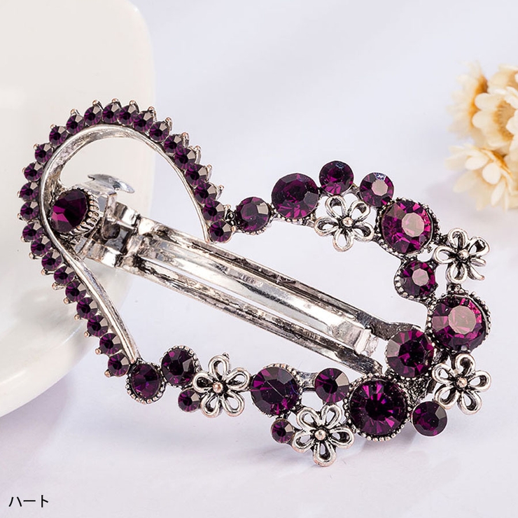 パープル＊ハート | バレッタ ヘアクリップ 髪飾り | shoppinggo