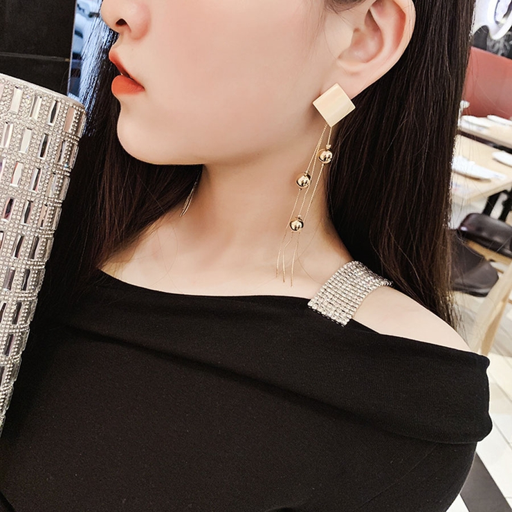 ロングピアス レディース フリンジ ゴールドイヤリング