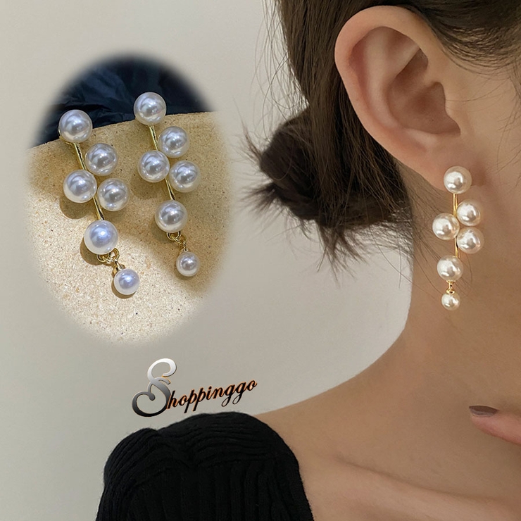 パールピアス 6連パール 揺れる[品番：JRKW0002446]｜shoppinggo