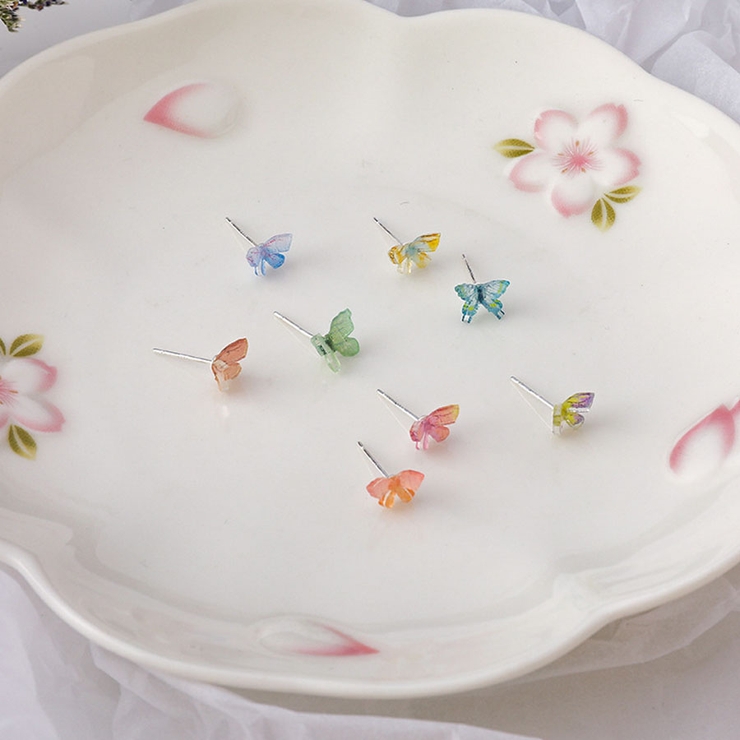 蝶々ピアスセット 8個セット ミニマットクリアカラー | shoppinggo | 詳細画像6 