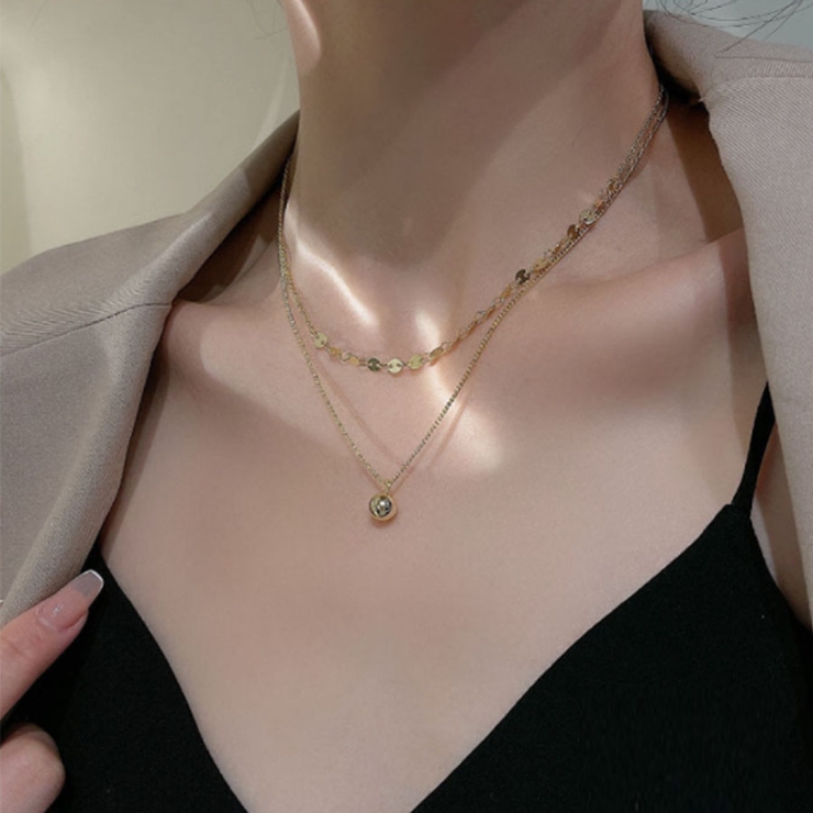 ネックレス 2連チェーン Y字[品番：JRKW0002483]｜shoppinggo