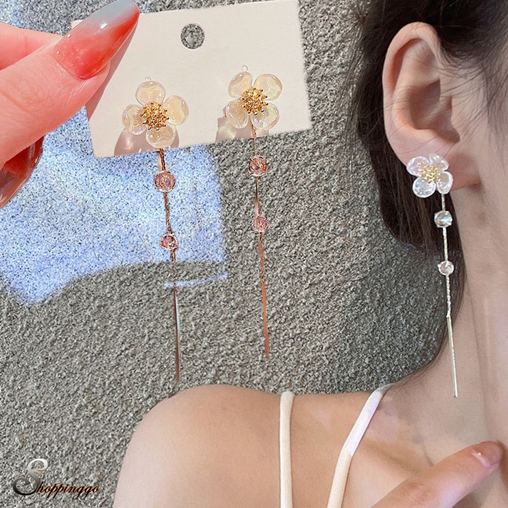 揺れるロングピアス 花   | shoppinggo | 詳細画像1 