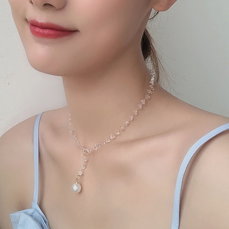 ネックレス 1粒パール Y字 チェーン キラキラ アクセサリー 結婚式