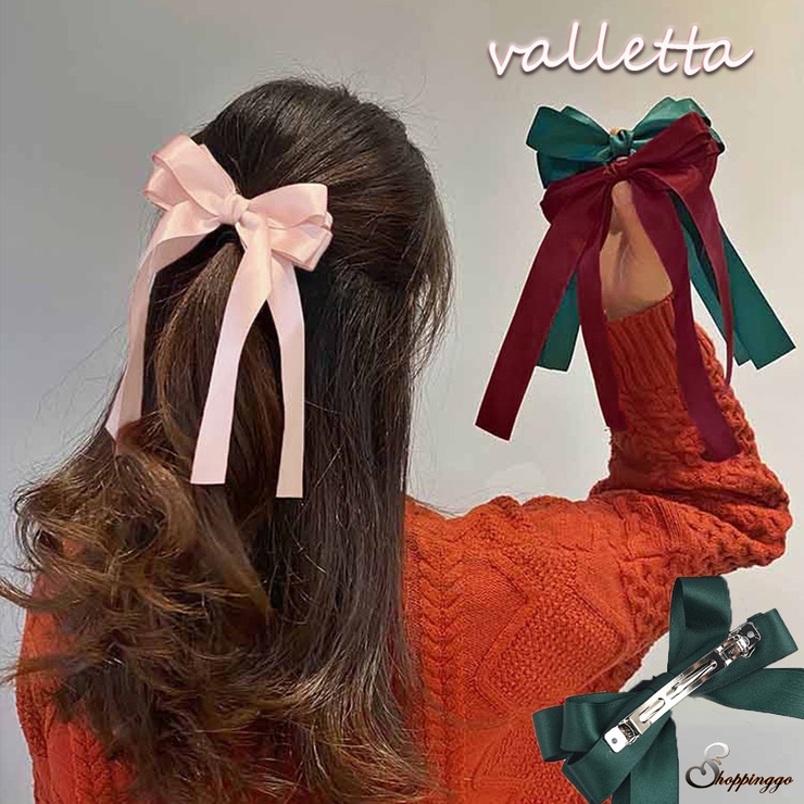 リボンバレッタ ヘアクリップ ヘアアクセ[品番：JRKW0002238