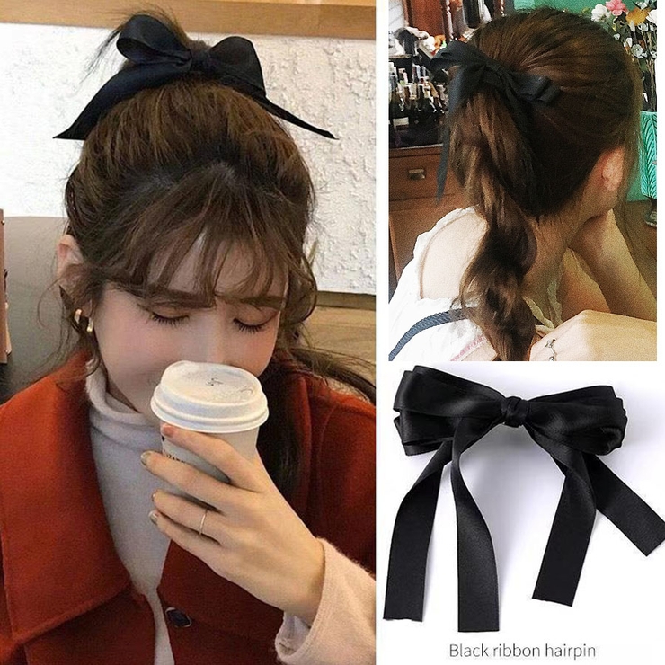 リボンバレッタ ヘアクリップ ヘアアクセ[品番：JRKW0002238