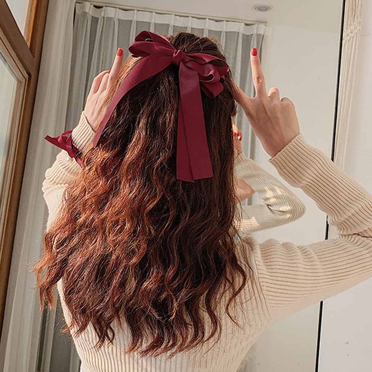 リボンバレッタ ヘアクリップ ヘアアクセ[品番：JRKW0002238