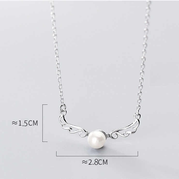 ネックレス パール チェーン 羽翼モチーフ シルバー アクセサリー 結婚式 | shoppinggo | 詳細画像4 