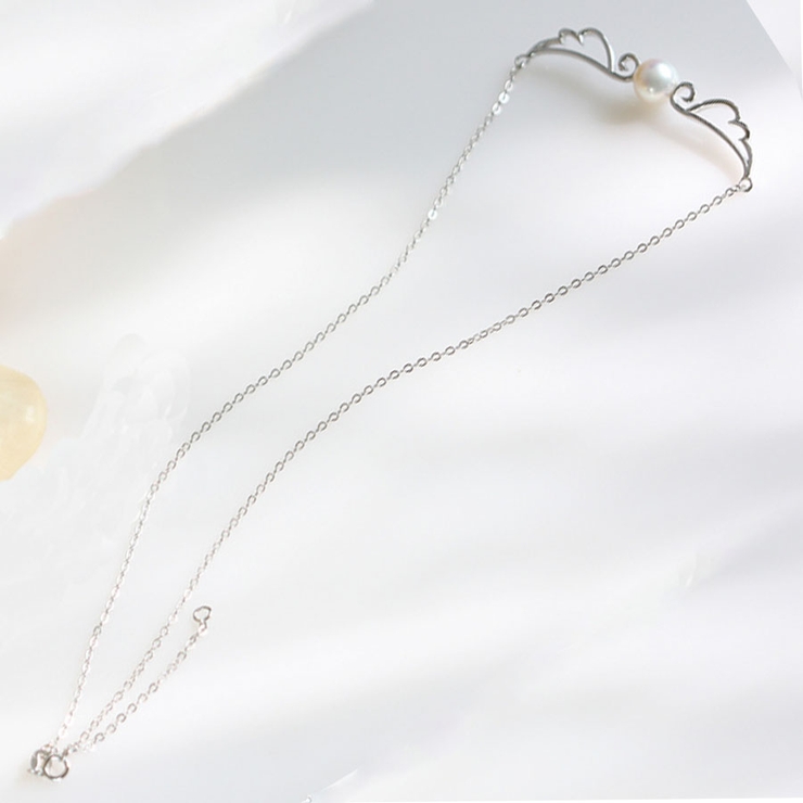 ネックレス パール チェーン 羽翼モチーフ シルバー アクセサリー 結婚式 | shoppinggo | 詳細画像5 