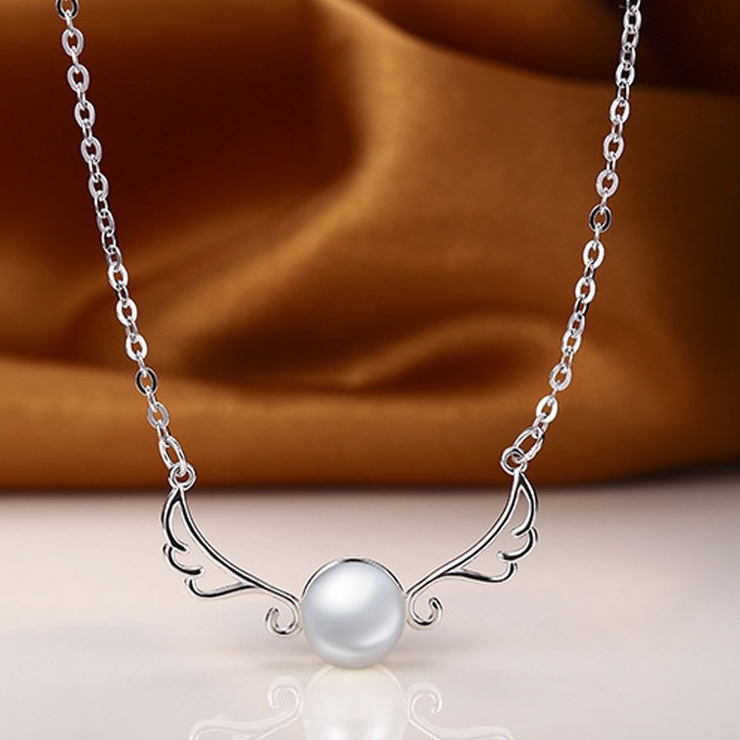 ネックレス パール チェーン 羽翼モチーフ シルバー アクセサリー 結婚式 | shoppinggo | 詳細画像6 