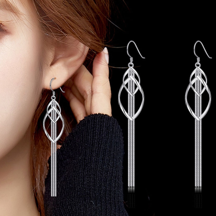シルバー | フックピアス 揺れる ロングピアス | shoppinggo