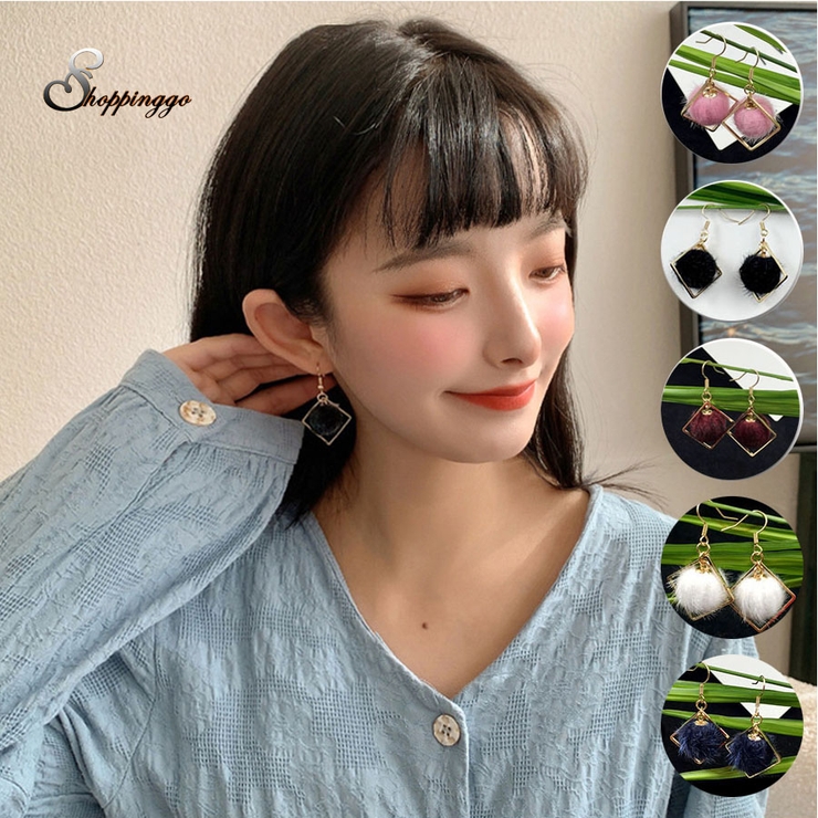 ふわふわ ファーピアス 菱形イヤリング 品番 Jrkw Shoppinggo ショッピングゴー のレディースファッション通販 Shoplist ショップリスト