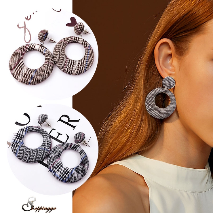 千鳥格柄ピアス イヤリング レディース | shoppinggo | 詳細画像1 