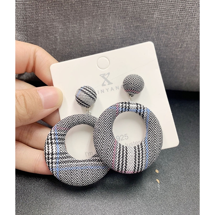 ブラック | 千鳥格柄ピアス イヤリング レディース | shoppinggo