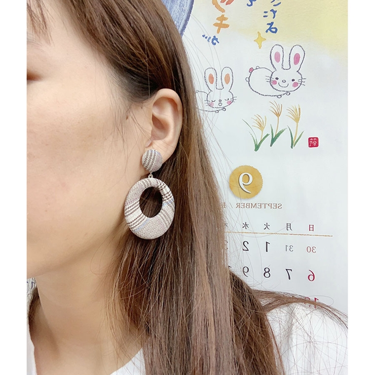 キャメル | 千鳥格柄ピアス イヤリング レディース | shoppinggo