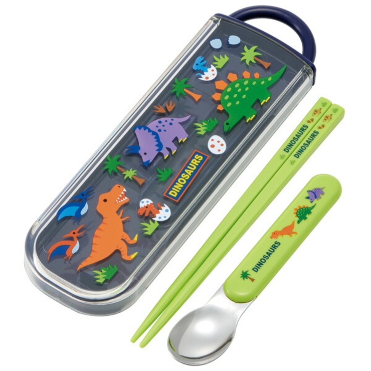 食洗機対応スライド式箸スプーンコンビセット[名前入れスペース付きハシ]●ディノサ… | Skater【KIDS】 | 詳細画像1 