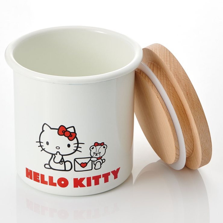 ホーローキャニスター木蓋[750ml]ハローキティ&タイニーチャム//保管保存容器ほうろうキッチン用品グッズ料理可愛いおしゃれキティちゃんサンリオSanrioENC84973307566769スケーター