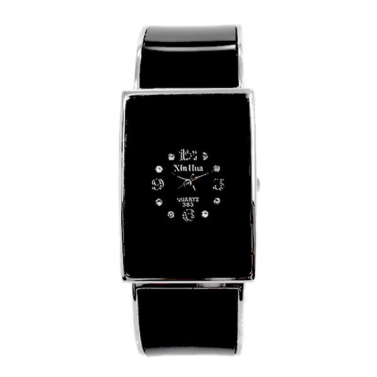 稼動品 ジバンシー レクタンギュラー バングル 黒文字盤 腕時計
