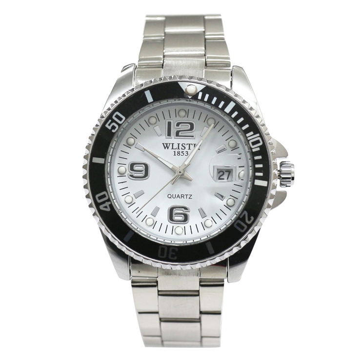 大きめ数字で見えやすいインデックスと日付カレンダー 回転式ベゼル メタルベルト | 腕時計アパレル雑貨小物のＳＰ  | 詳細画像8 