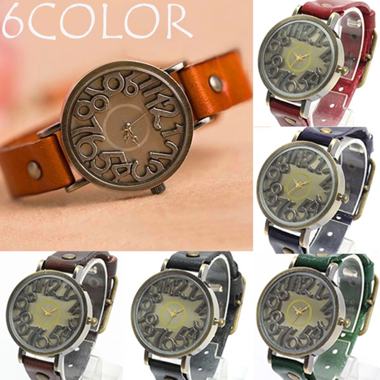 ヴィンテージ調立体インデックス アンティーク おしゃれな彫刻風文字盤