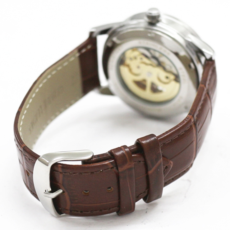 自動巻き腕時計 シンプル機能のスケルトンデザイン シルバーケース