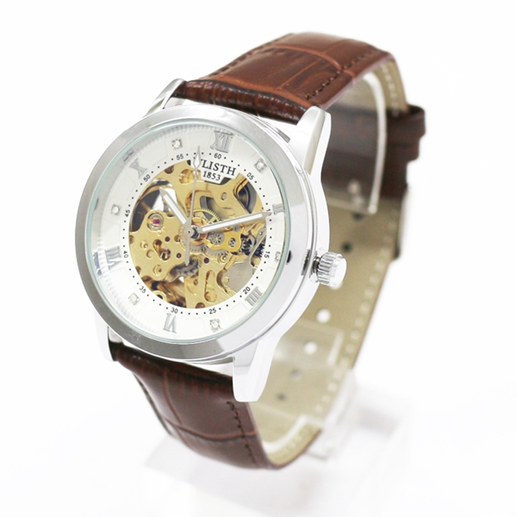 新品　スケルトン 　腕時計　シルバー　茶色　12