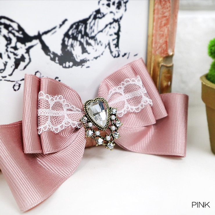 ピンク | 【7150】ハートビジューリボンブローチ	 | SneepDip