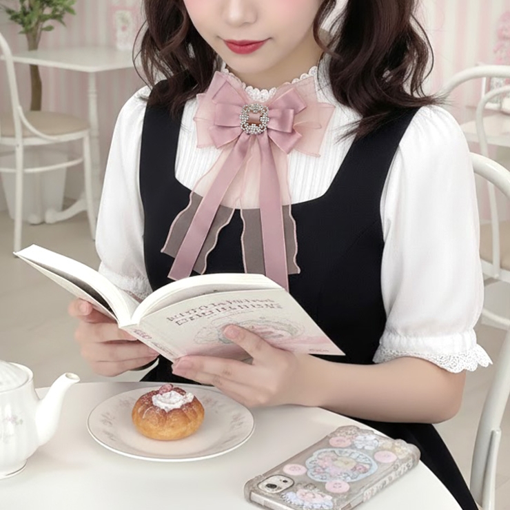 ピンク | 【7287】ビジューリボンブローチ	 | SneepDip