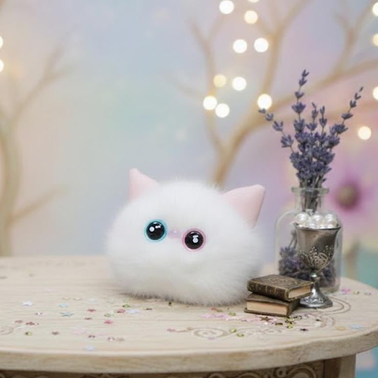 ホワイト | 【7294】ふわふわにゃんこチャーム	 | SneepDip