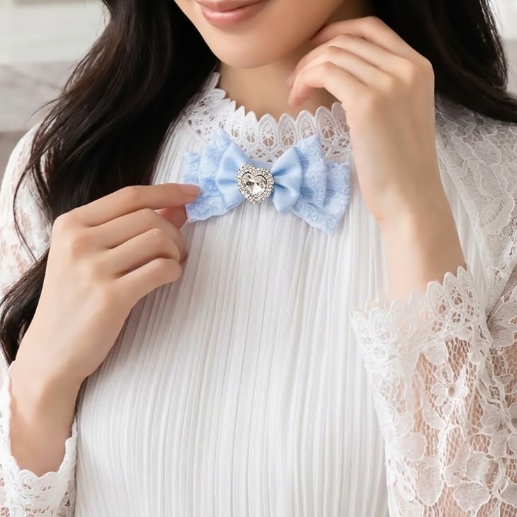 【7317】ハートビジューレースリボンブローチ 	 | SneepDip | 詳細画像8 