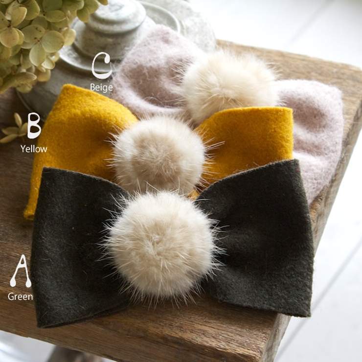 ぽんぽんファーリボンバレッタ【バレッタ ポンポン リボン | SOUBIEN | 詳細画像3 